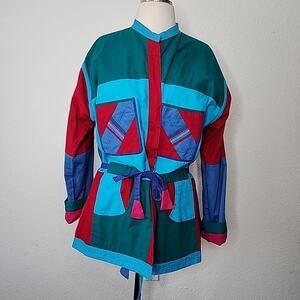 1990s‎ Colorful Jacket Patchwork Convertible to Tote Eclectic Indie Bold Artsy